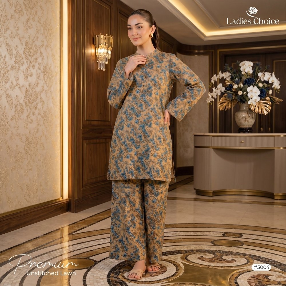 2 Piece Premium Lawn Unstitched Suit (Kurta & Trouser) LC-5004