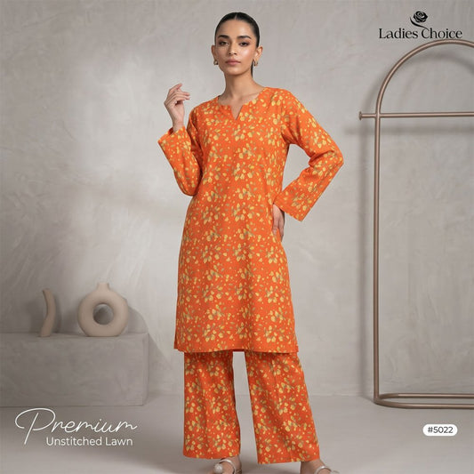 2 Piece Premium Lawn Unstitched Suit (Kurta & Trouser) LC-5022